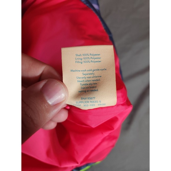 There Abouts Girls Purple Striped Puffer Jacket Coat Size Kids Medium 10/12 - Picture 4 of 6